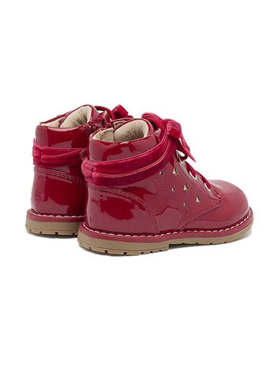 Mayoral Kids Leather Boots with Zipper Red