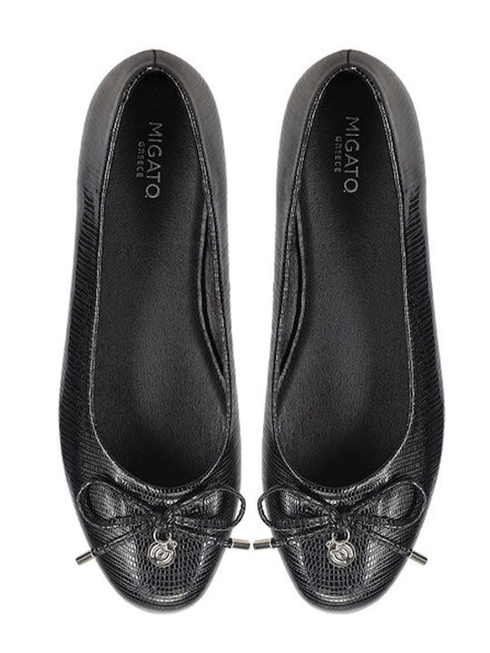 Synthetic Leather Ballerinas Black