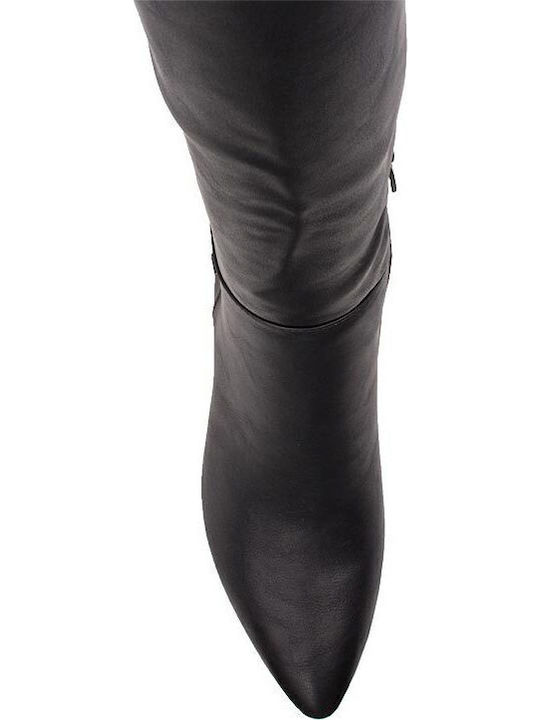 Synthetic Leather Medium Heel Women's Boots with Zipper Black