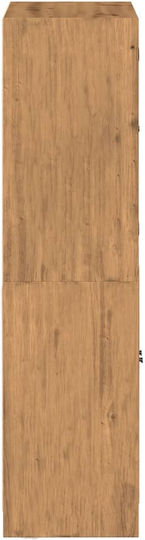 Floor-Standing Living Room Display Cabinet Made of Brown Particle Board 68x37x142 cm