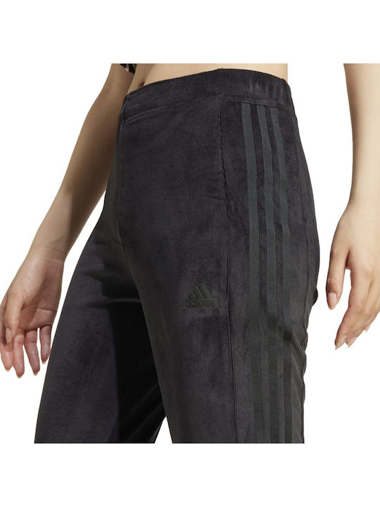 3-Stripes Παντελόνι Φόρμας Καμπάνα Βελουτέ Μαύρο