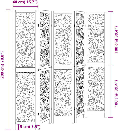 vidaXL Dekorativer Raumteiler Hölzernes mit 5 Paneelen 175x200cm