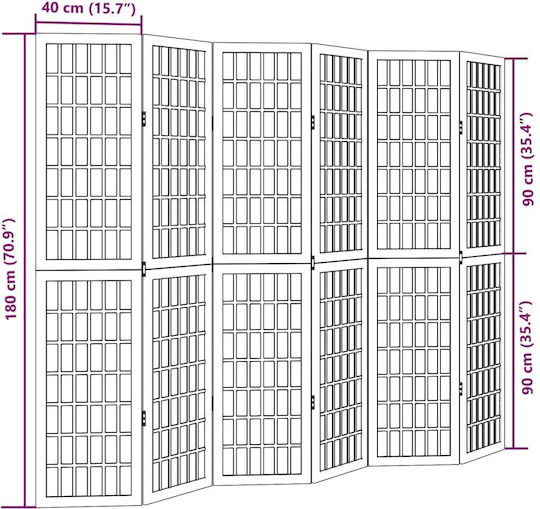 vidaXL Decorativ Paravan Lemn cu 6 Panouri 210x180cm