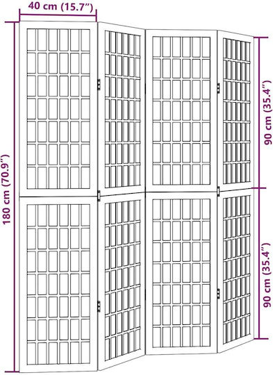 vidaXL Decorative Room Divider Wooden with 4 Panels 140x180cm