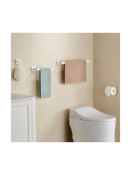 Set Accesorii Baie Metalic Alb 4buc Set Accesorii Baie Metalic Alb 4buc