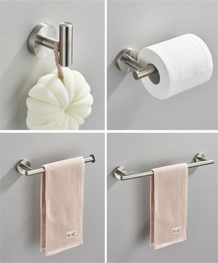 Badezimmer-Accessoire-Set Metall Silber 4Stück Badezimmer-Accessoire-Set Metall Silber 4Stück