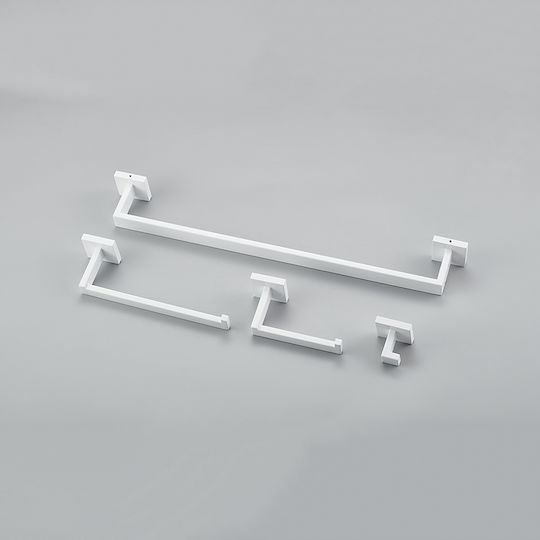Badezimmer-Accessoire-Set Metall Weiß 4Stück