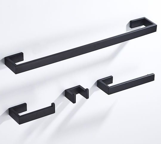 Badezimmer-Accessoire-Set Metall Schwarz 4Stück Badezimmer-Accessoire-Set Metall Schwarz 4Stück
