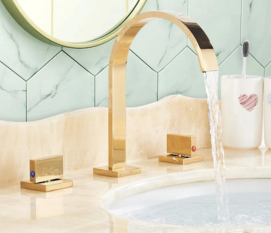Eingebaute Wasserhähne Mischpult für Waschbecken Gold