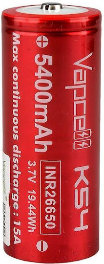 Vapcell K54 26650 Battery 5400mah 15a Raised Positive