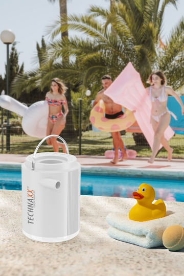 Pompa de aer electrică mini Technaxx Tx-261 13.5w portabilă 1360 mAh baterie lumină LED 5 duze încărcare USB-C albă