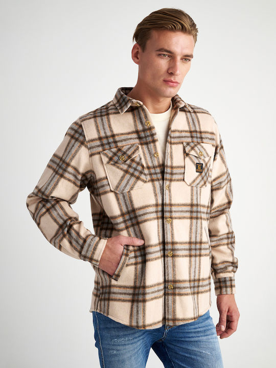 Staff Men's Shirt Overshirt Long Sleeve Checked Plaid