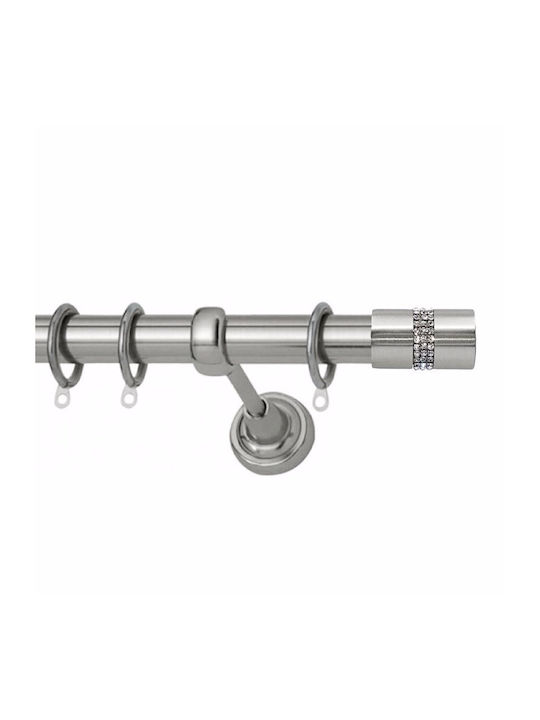 Metallic Curtain Pole Verona Triple Strass Single Φ25mm 120cm Nickel Satin
