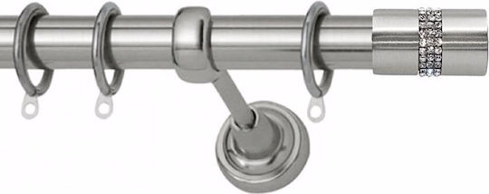 Metallic Curtain Pole Verona Triple Strass Single Diameter 25mm Length 120cm Nickel Satin