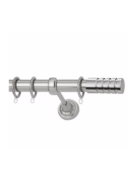 Metallic Curtain Pole Kleio Double with Rod Φ25mm 140cm Nickel Satin