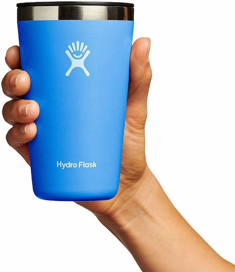 Hydro Flask All Around Tumbler Ποτήρι Θερμός Ανοξείδωτο 473ml Cascade Blue με Καλαμάκι