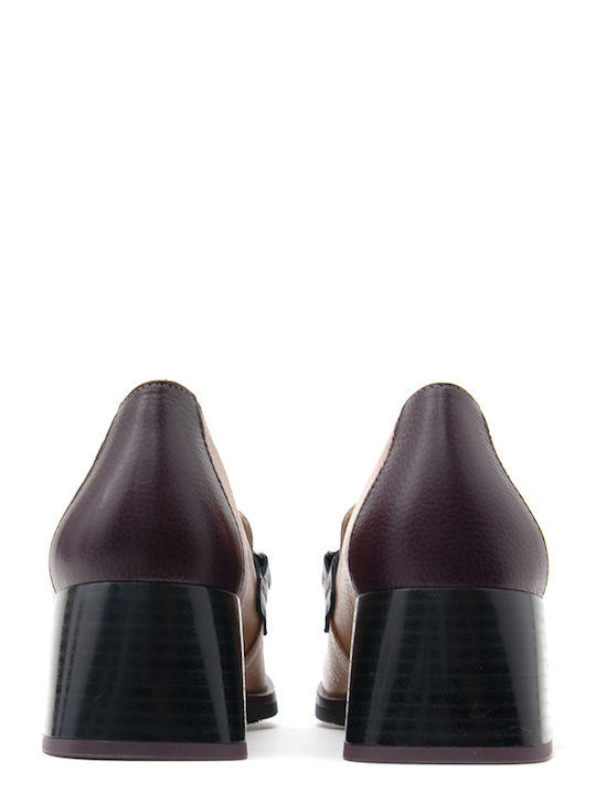 Leather Ecru Medium Heels