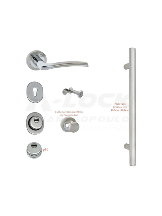 Set of Handles for Armored Doors-best Sd7-nickel Matte Distance Screw Screw Handle Length Mm 400/600 Rotary Lock Option Fixed Right Handle Option