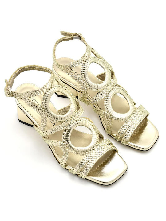 Pons Quintana Leather Women's Sandals Gold