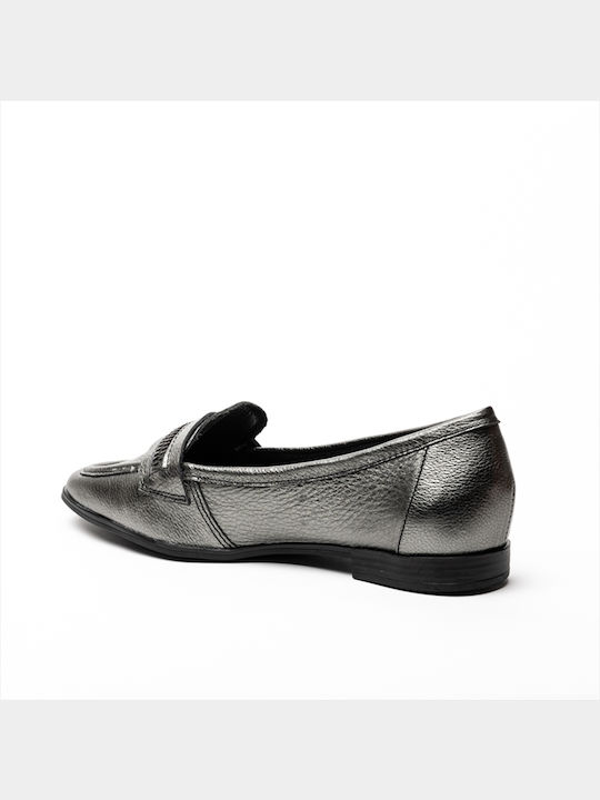 Bottero Leather Women's Moccasins in Silver Color