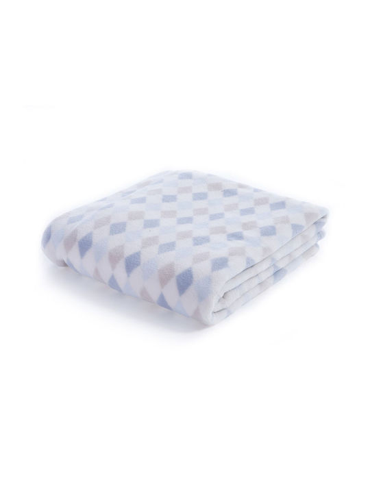 Nef-Nef Homeware Blanket Nursery Swaddling Blankets Rhombus Fleece Blue Blue 75x110cm