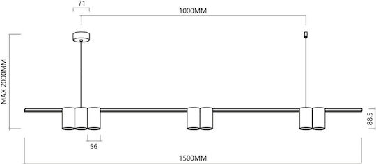 Eko Light Pendant Light Black Rail 150cm