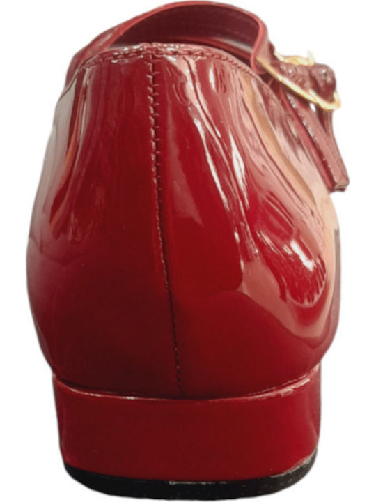 Patent Leather Ballerinas With strap Burgundy