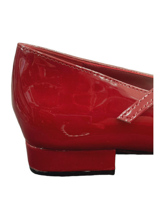 Patent Leather Ballerinas With strap Burgundy