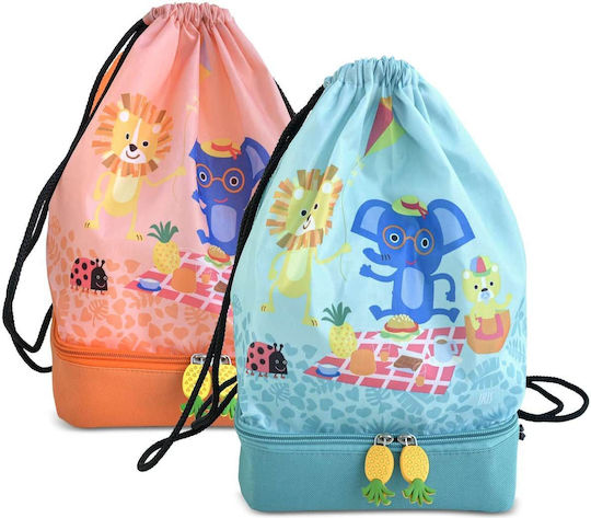 Geantă de prânz izolată 5L pentru copii albastră Funny Jungle Snack Rico