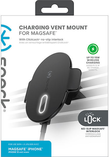 Speck Charging Vent Mount + Clicklock Car Mount Magsafe Wireless Charging Black