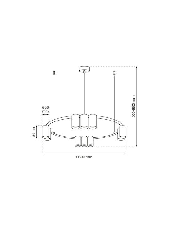 Eko Light Candelabru Lustră Negru 60cm.