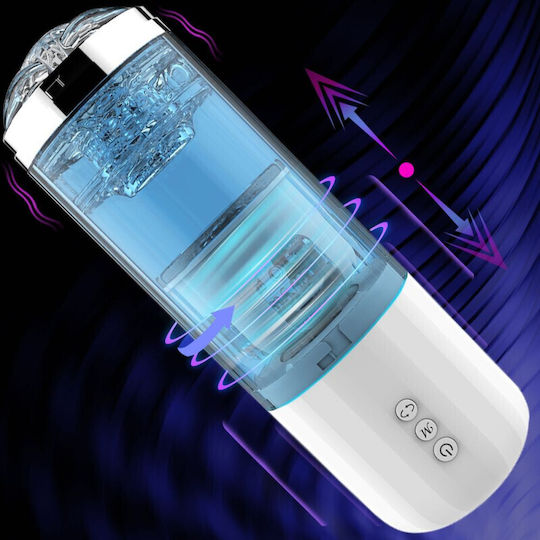 Lilo USB Electric Penis Enlargement Suction Pump Masturbator Rechargeable Waterproof 10 Vibration Functions White