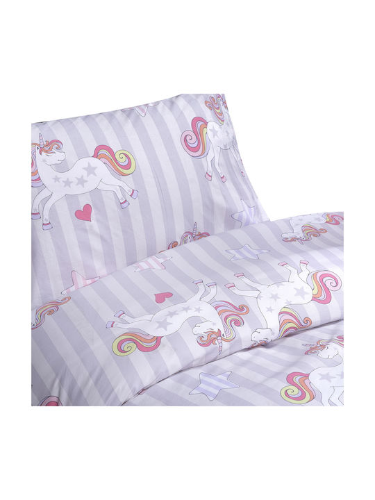 Beauty Home Myth Art 6236 Set Kids Duvet Cover Single with Pillowcase Cotton Lilac 160x240cm