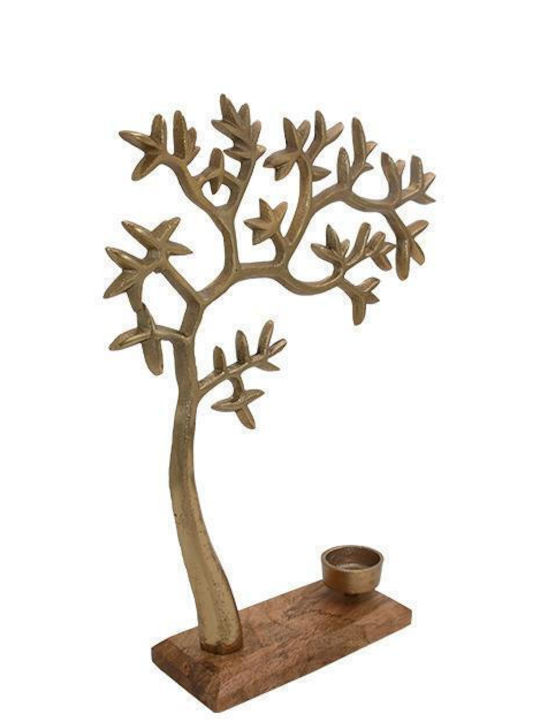 Fylliana Tree Candle Holder suitable for Tealights Wooden in Gold Color 23x8x31cm 1pcs