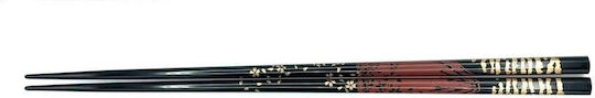 Chopsticks Χειροποίητα Ξύλινα Λάκα Μαύρα Σχέδιo 24 Εκατ 2 Τμχ Kenro