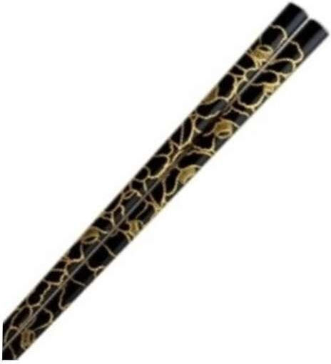 Chopsticks Χειροποίητα Ξύλινα Λάκα Μαύρα Σχέδιo 24 Εκατ 2 Τμχ Kenro