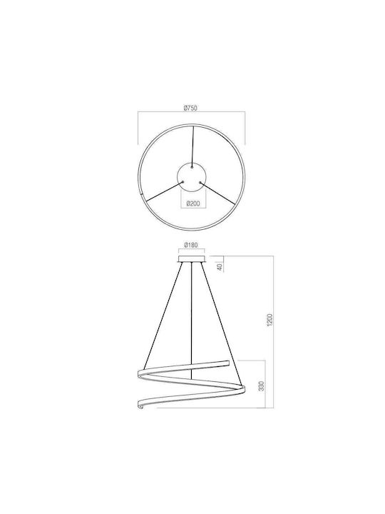 Redo Group Scroll Pendant Light LED with Warm to Cool White Light Gold