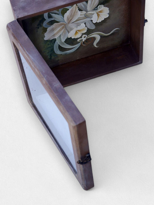 Artefakt Handgefertigte Hochzeitskronenbox Lilien Ringe 27x27x9cm