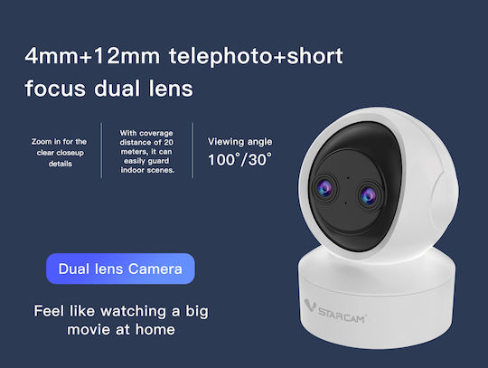 Vstarcam CS49D IP Κάμερα Παρακολούθησης Wi-Fi Full HD+ 3MP με Αμφίδρομη Επικοινωνία και Φακό 4mm