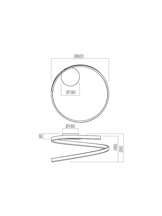 Redo Group Scroll Ceiling Light with Integrated LED