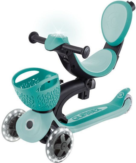 Globber Kids Scooter Go.Up Baby Lights 360 3-Wheel with Seat for 15 Months Mint