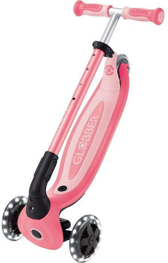 Globber Kids Scooter Foldable Go.Up Baby Lights 360 3-Wheel with Seat for 15 Months Coral Pink