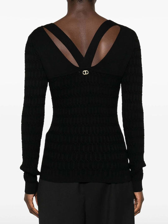 Twinset Women's Sweater with V Neckline Black