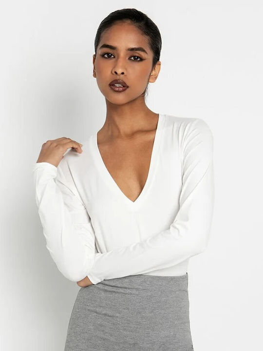 Toi&Moi Women's Blouse Long Sleeve with V Neckline YPOLYKO