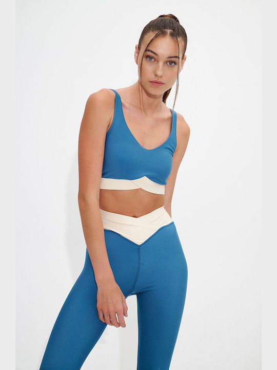 SugarFree Women's Athletic Crop Top with Straps Blue