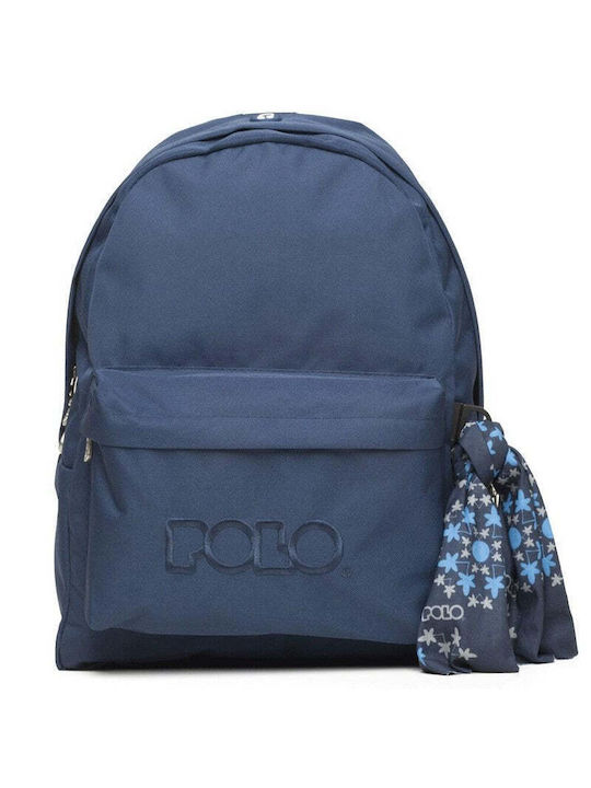 Polo Original Scarf School Backpack Junior High-High School With Water Bottle Holder Dark Blue 20L 30 x 21 x 42cm