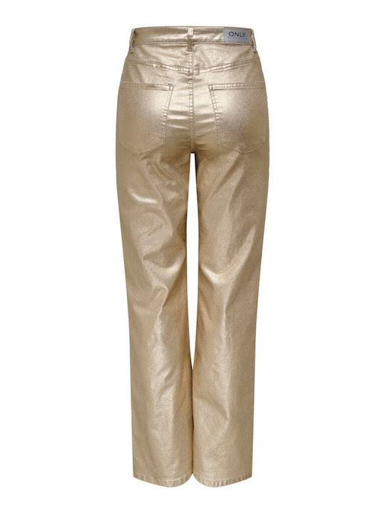 Only Women's High-waisted Fabric Trousers Gold