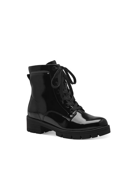 Jana Women's Patent Leather Ankle Boots Black