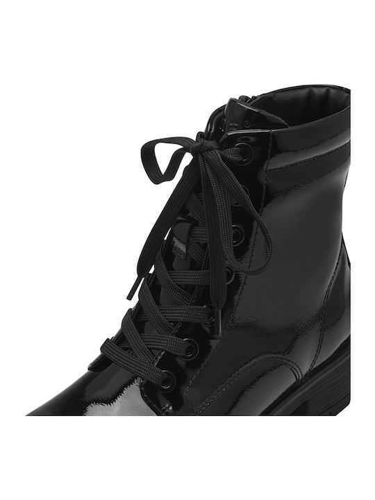 Women's Patent Leather Ankle Boots Black