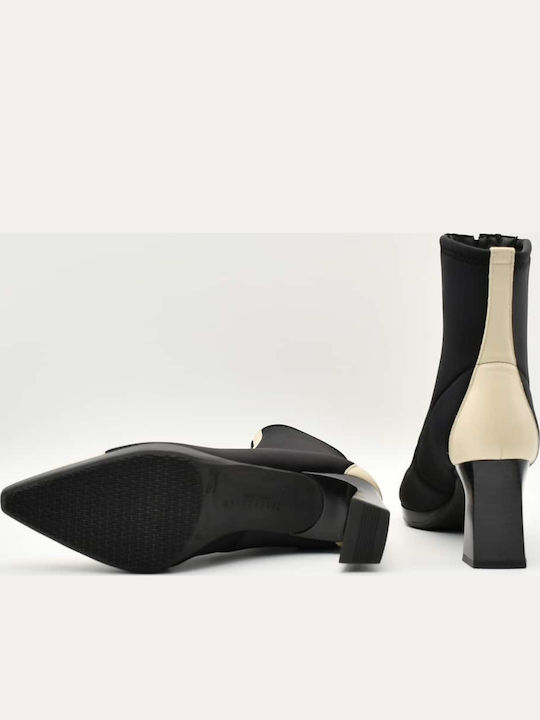Leather Women's Ankle Boots with Medium Heel Black